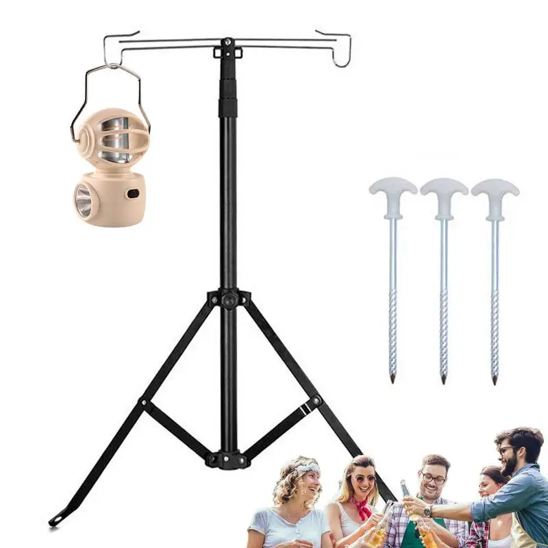 

Camping Lamp Stand Portable Folding Lantern Post Pole Telescopic Aluminum Alloy Tripod Lamp Support Light Holder Tool for hiking