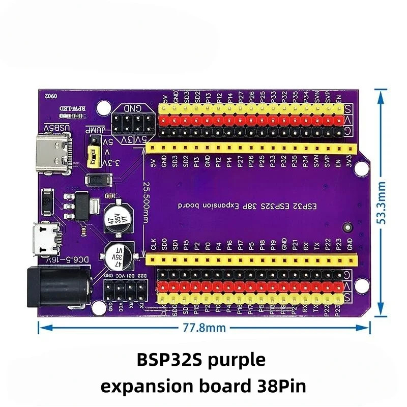 ESP32S 38pin purple expansion board for IoT development, NodeMCU-32S, Lua, Wifi serial port