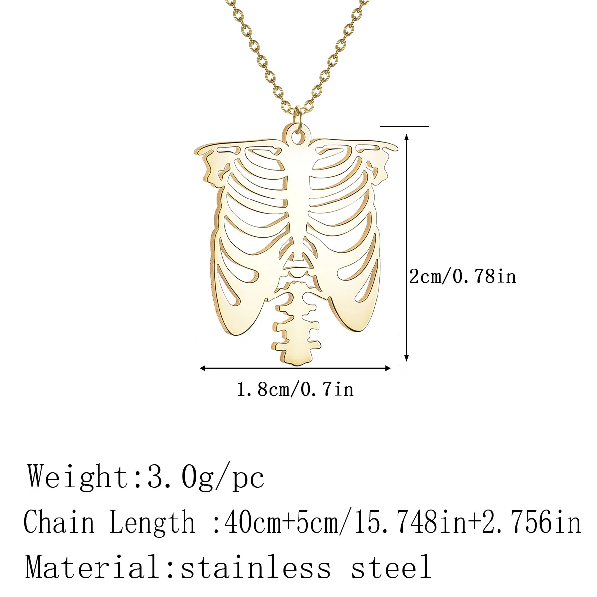 العصرية الشرير الهيكل العظمي Ribcage قلادة للنساء الرجال الفولاذ المقاوم للصدأ سلسلة الترقوة المختنق الفن خط الذكور المجوهرات هدايا الهالوين #6