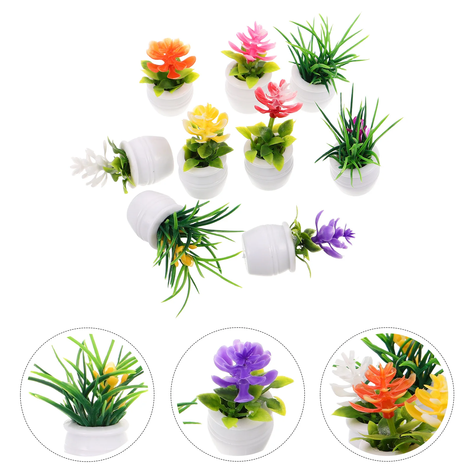 

9pcs Miniature Landscape Ornaments Micro Potted Plants For Dollhouse Decor Simulation Greenery Garden Fake Small Plants Indoor
