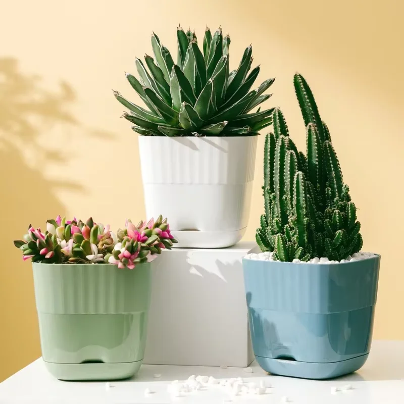 Nordic Minimalist Style Plastic Flowerpot for Balcony Indoor Potted Gardening Breathable Thick Sufficient Drainage Hole Succulen