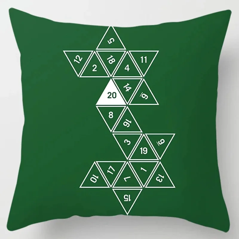 Geometric Print Pattern Square Simple Dark Green Cushion Cover Home Living Room Sofa Bedroom Decorative Pillow Cover