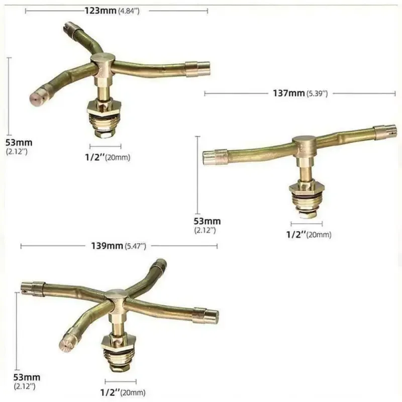 1pc 2/3/4 ramię automatyczny opryskiwacz obrotowy na trawnik ogrodowy irygacyjna dysza do nawadniania opryskiwacz mosiężny