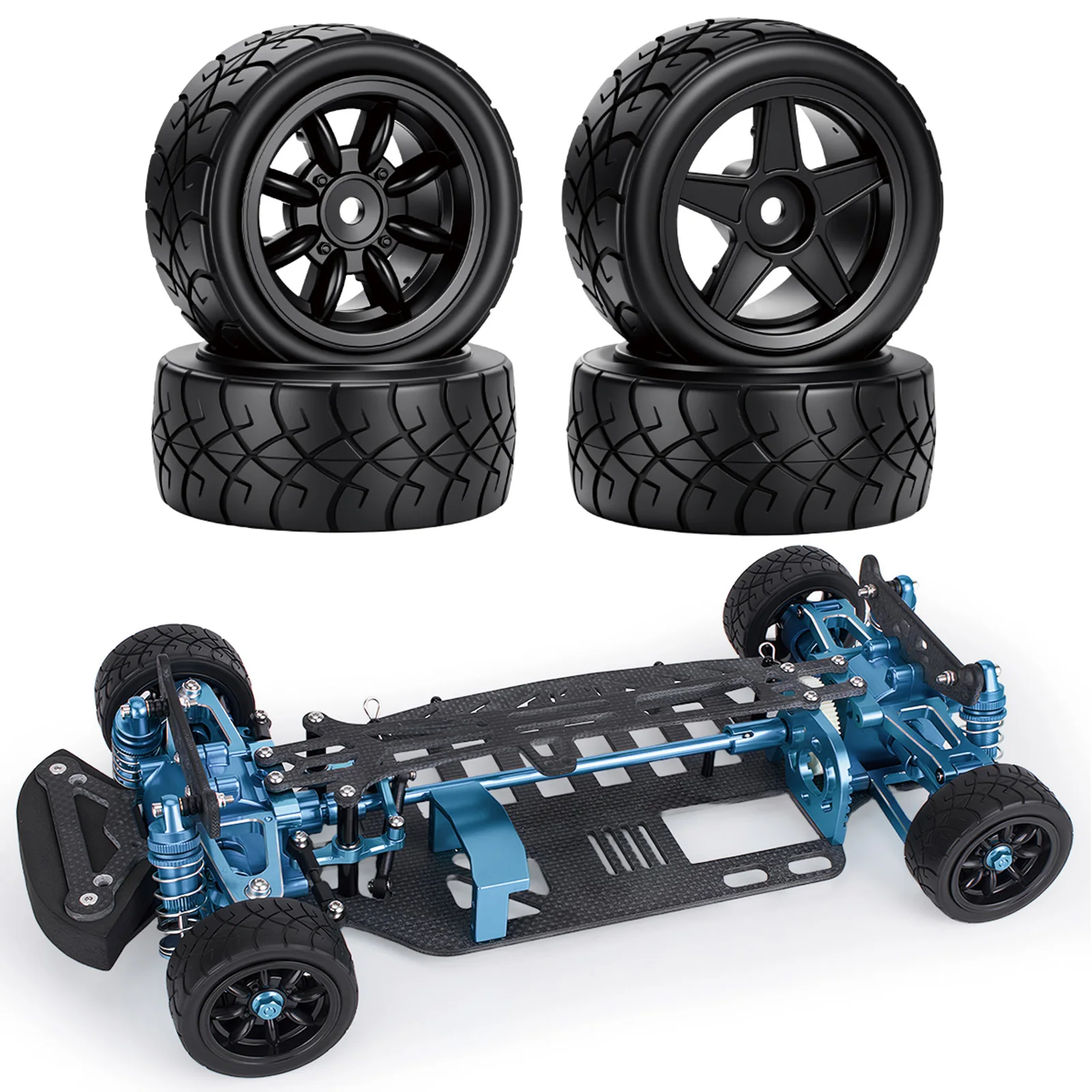 4 Pcs 57mm 12mm Hex RC Rubber Tires & Plastic Rims for 1/10 1/12 Tamiya M03 M04 M05 MB01 MF01 XM01 SW01 RC Rally Car Upgrade