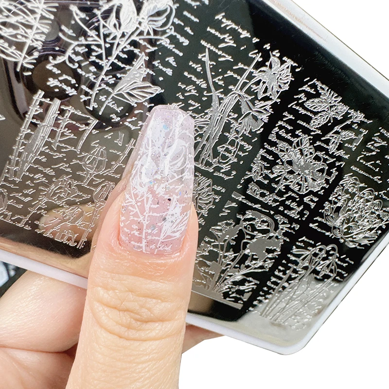 STAMPING NAIL PLATES FLOWERS LETTERS TEMPLATE
