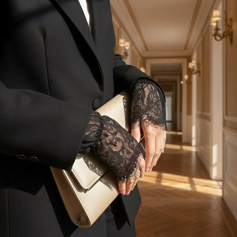 1 Paar Falsche Manschetten, Spitzen-Ärmel, Falsche Handschuhe, Handgelenkmanschetten für Damen, Pullover, Hemd, elegante Bekleidung, Accessoires – Detail 2
