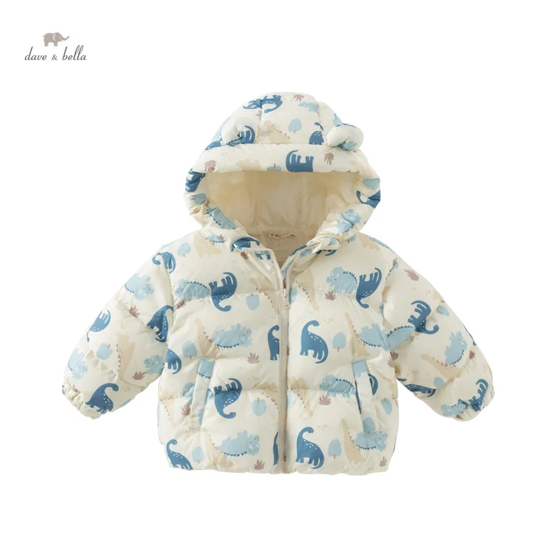 Dave Bella Children Boys Girls Tops Parka 2024 New Winter Animal Print Cotton Duck Down Children's Overcoat Warm DB4238127-A