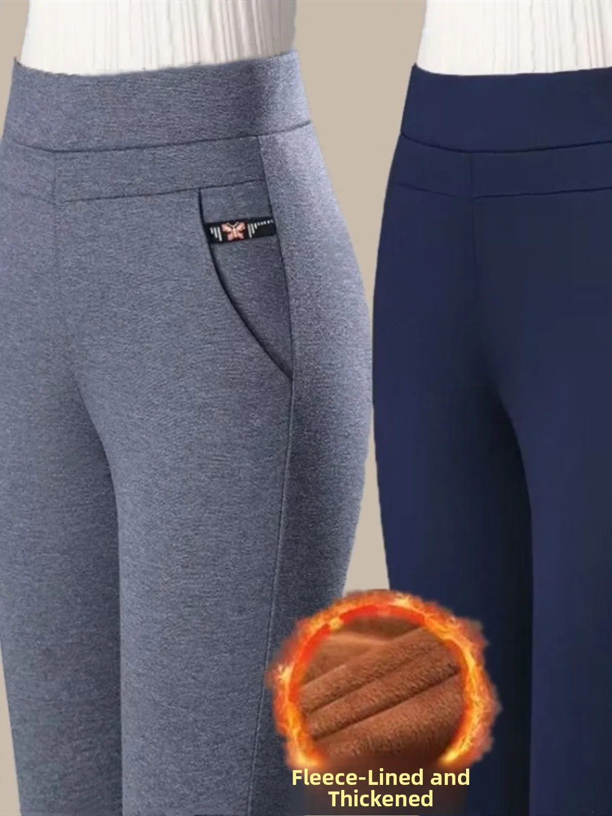 

Свободные женские брюки на подкладке Thiened Fce, прямые повседневные брюки с высокой талией, осенне-зимние теплые базовые брюки