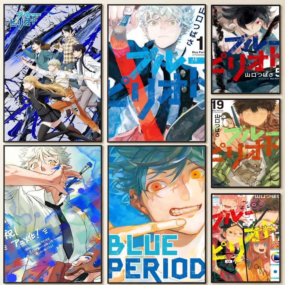 Art Manga B-Blue P-Period Poster HD Self Adhesive Wall Poster Waterproof Removable No Fade for Bedroom Living Room Decor
