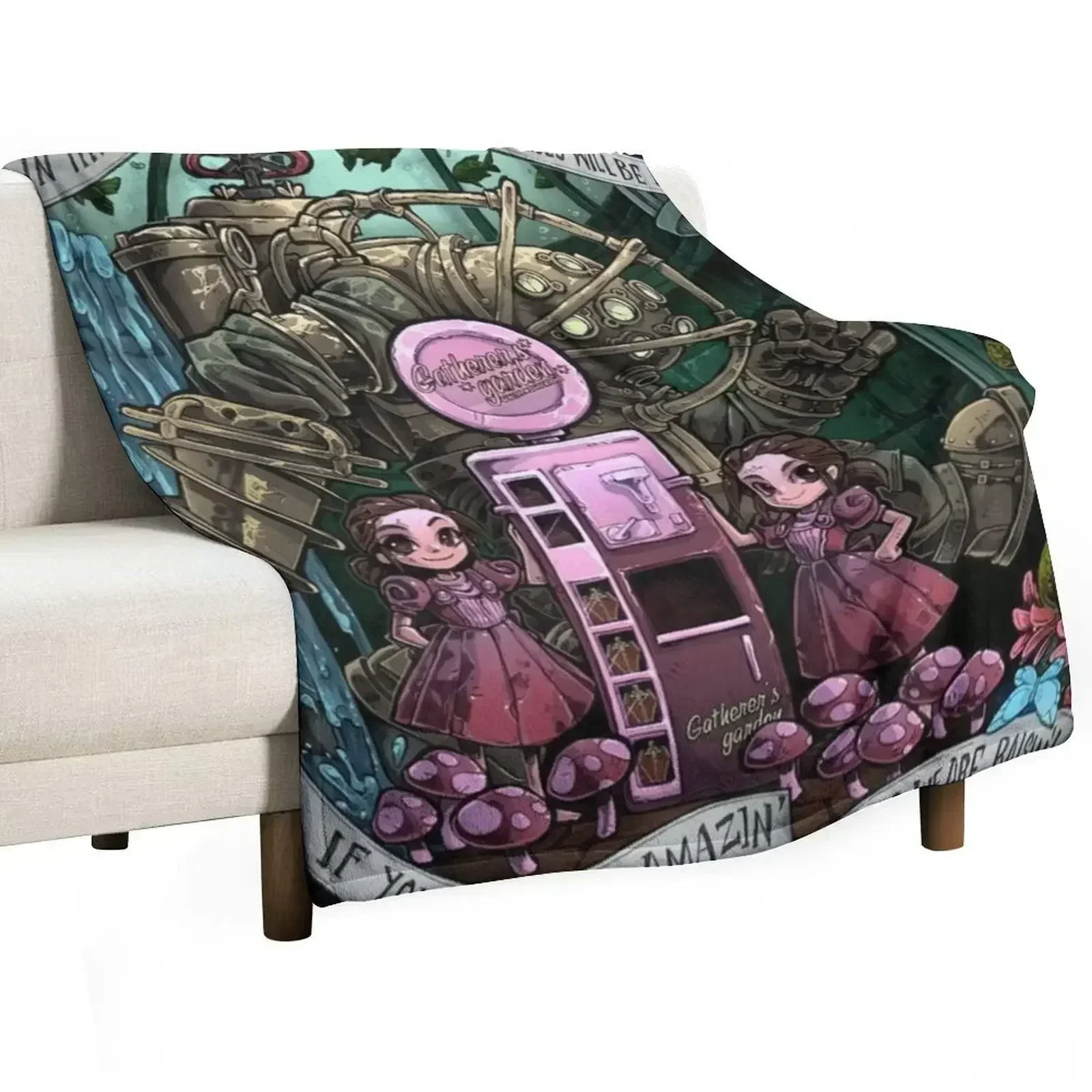 

Bioshock In The Garden We Are Growing Throw Blanket halloween Comforter Blankets