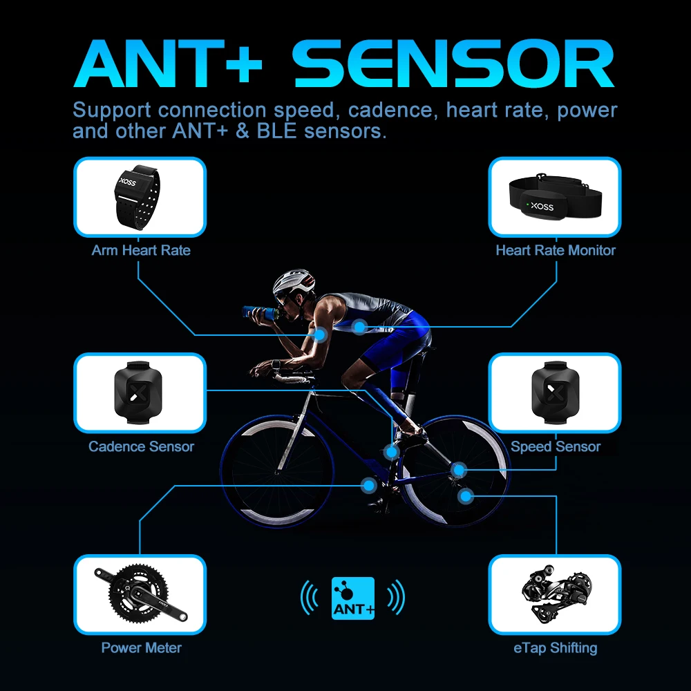 XOSS NAV GPS Bike Computer Store Cycling Bicycle MTB Road Wireless Speedometer ANT+ Map Route Navigation X2 HRM Vortex Sensors