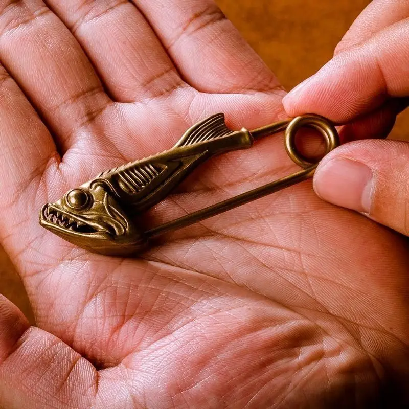 pure copper fish head keychain pin insect series creative pendant retro keychain bag accessories gifts for friends and fathers