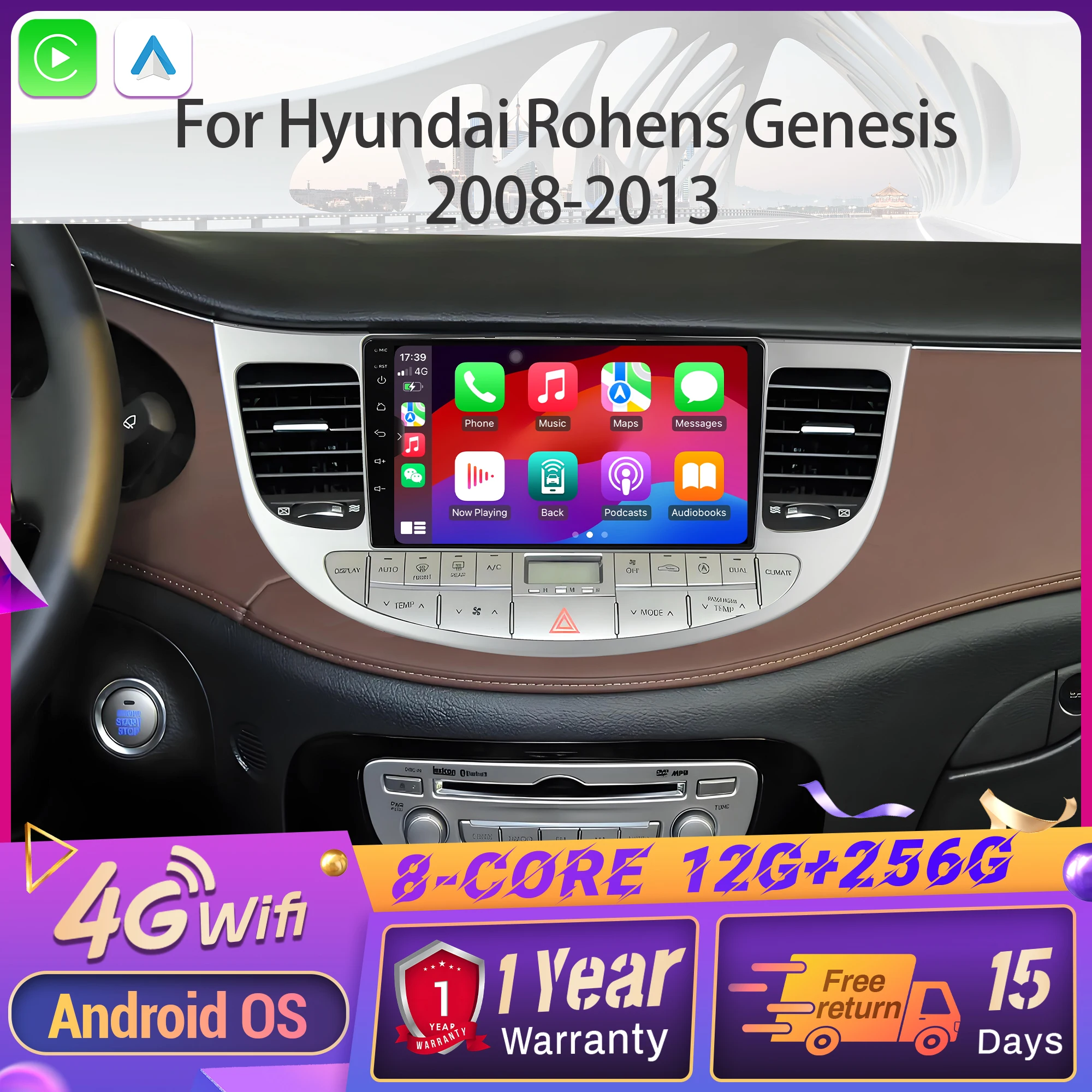 

Android 14 Car Radio For Hyundai Rohens Genesis 2008-2013 Wireless Carplay Multimedia Navigation Touch Head Unit Screen Stereo