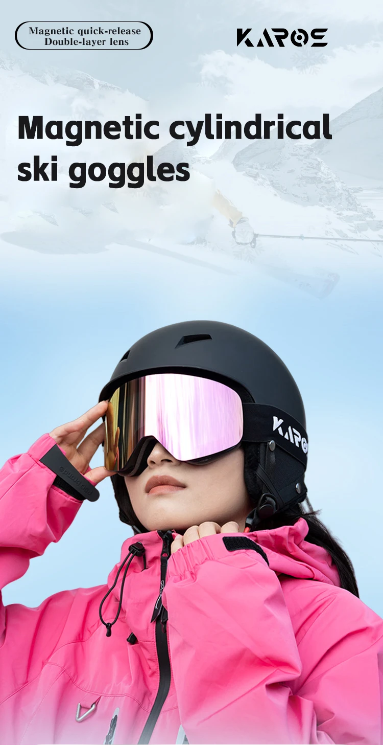 Karos Magnetische Skibrille Doppelschicht Anti-Beschlag UV400 Schutzbrille für Männer und Frauen Snowboard Schneemobil Wintersport-Brillen – Detail 1