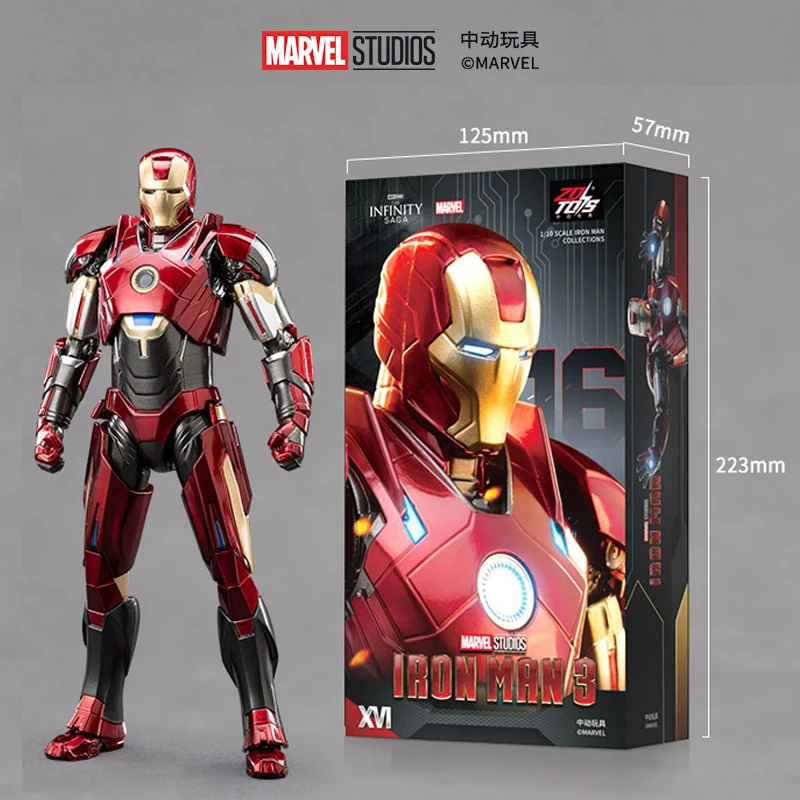 ZD Toys Iron Man 3 Nightclub 1/10 Action Mark Mk16 Figure Marvel Movable Figurine War Machine Action Figures Model Toys Model