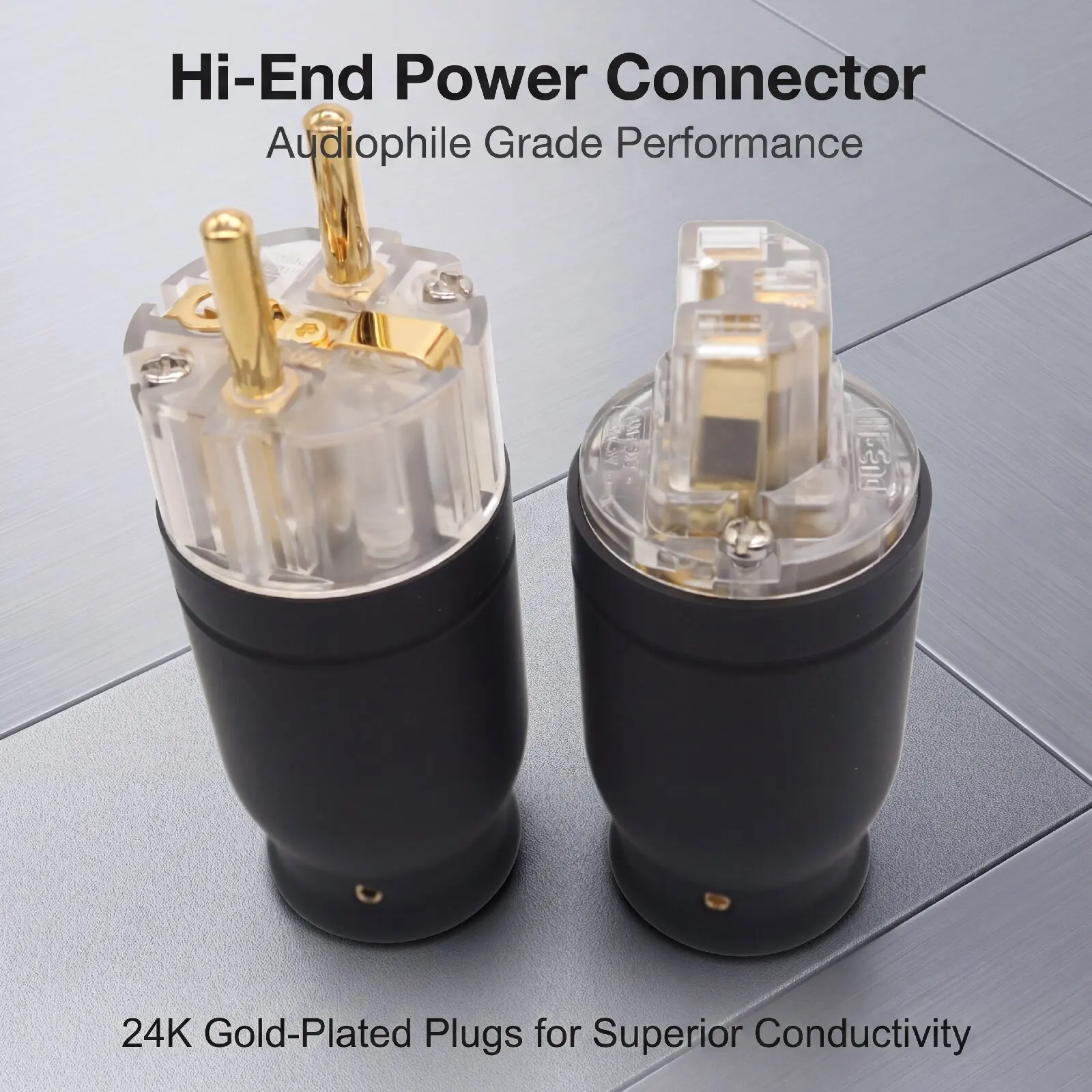 Pure Copper Gold Rhodium Plated 2 Pin Power Plug Aluminium Alloy Housing EU Schuko US NEMA SDK Network Electrical Plug