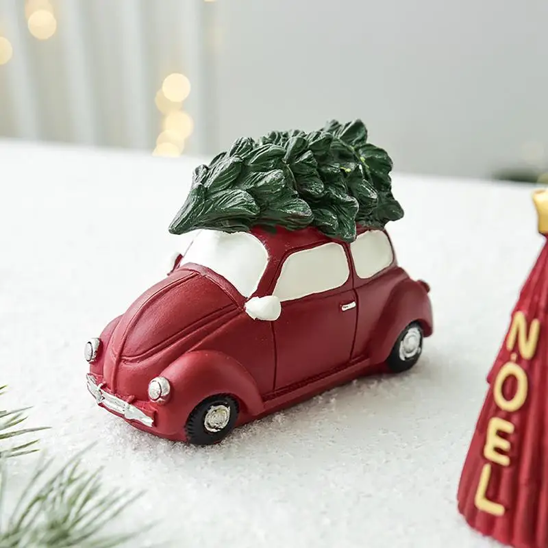 1pcs Doll House Miniature Mailbox Car Resin Christmas Figurines cute mini Car Mailbox Holiday Xmas Indoor Tabletop Decoration