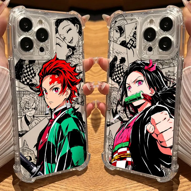 

Anime Demon Slayer Tanjiro Nezuko Phone Case Clear For iPhone 17 16 14 15 11 12 13 Pro Max 16E 15 16 Plus 17Air Shockproof Cover