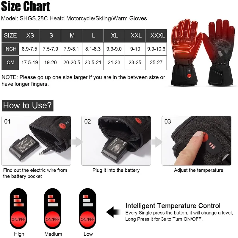 Savior Heat Winter Motorcycle Heated Gloves 7.4V Safe Outdoors Sports Electric Heating Waterproof Windproof KNUCKLE EN13594