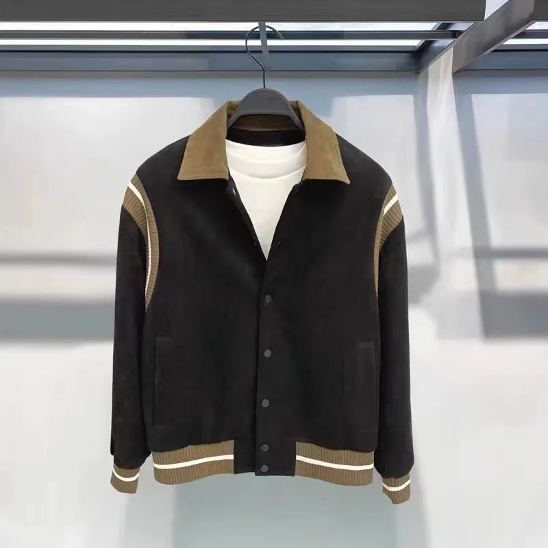 

Оригинальный дизайн, весна 2023, модная брендовая трикотажная куртка из искусственной замши Bla в стиле пэчворк со свободным воротником, мужская верхняя одежда Faion Urban...