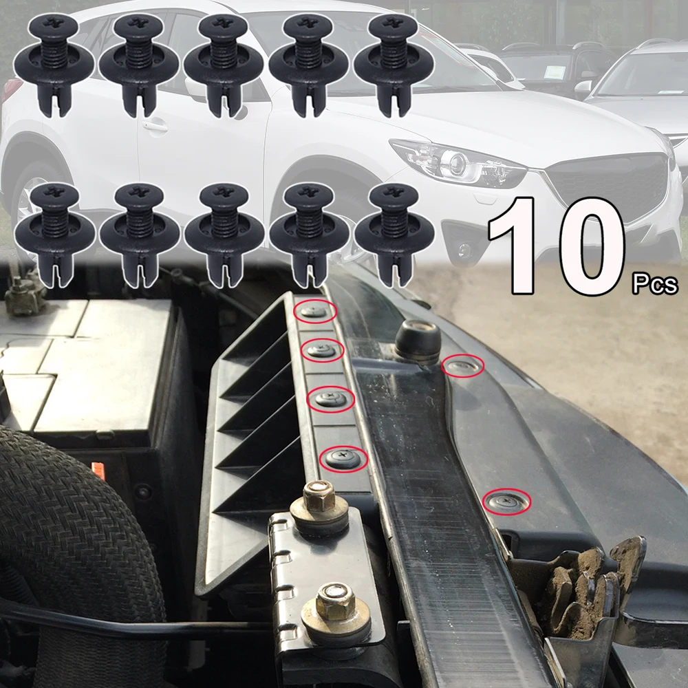 10szt Do Mazda3 Mazda2 2008 - 2014 Mazda5 Mazda6 Mazda CX-7 ER Samochodowa podszewka nadkola Śruba Zderzak Uchwyt Chlapacz Klipsy wykończeniowe