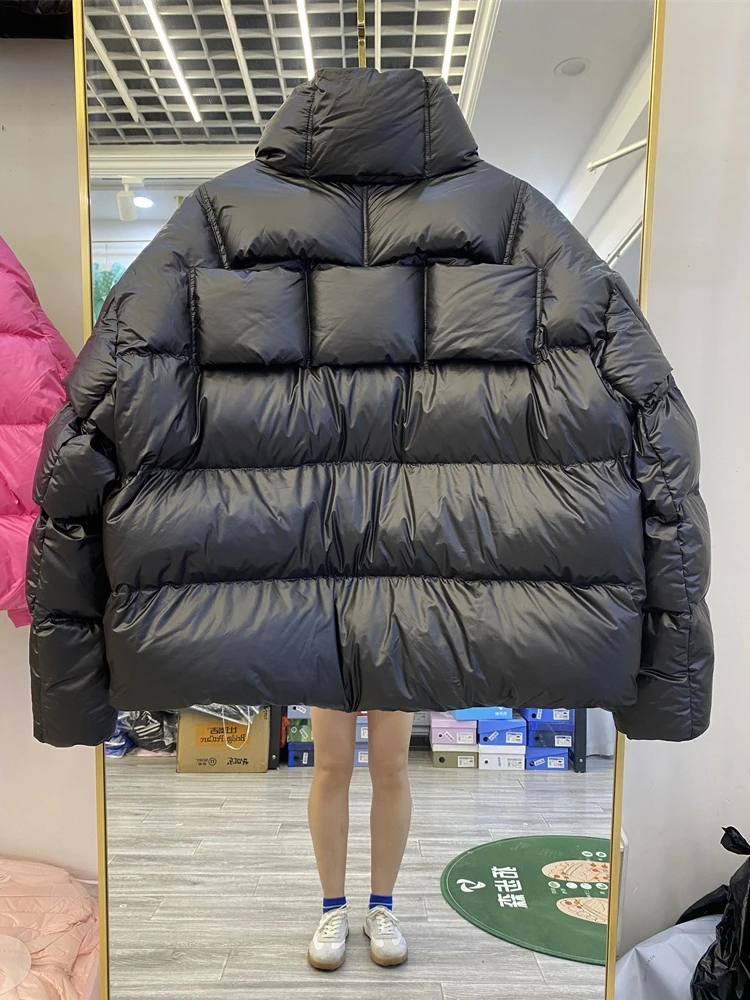 冬のヨーロッパファッション レディース ダウンジャケット 通勤 スタンドカラー 高級ジャケット