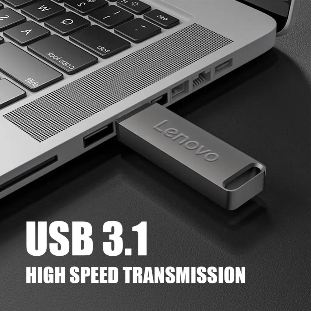 Lenovo Flash Disk USB 3.0 asli, Flash Drive kecepatan tinggi 2TB logam 1TB 512GB stik memori Flash eksternal untuk Laptop