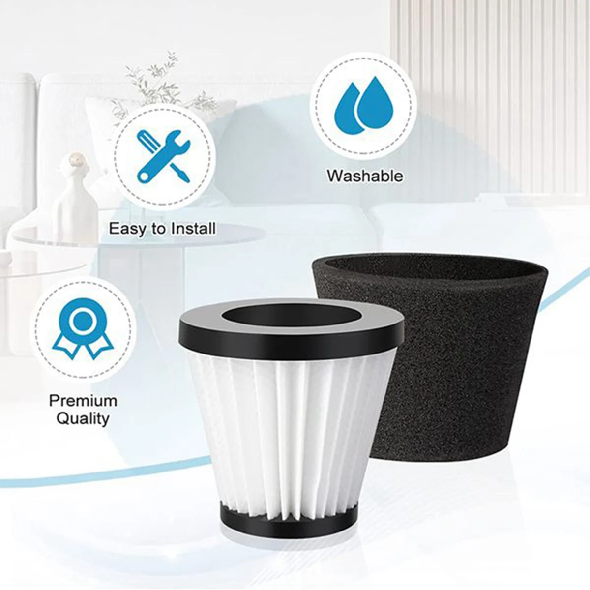 5 عبوات من الفلتر البديل المتوافق مع المكنسة الكهربائية المحمولة طراز F117، مقارنة بالأجزاء AD40117