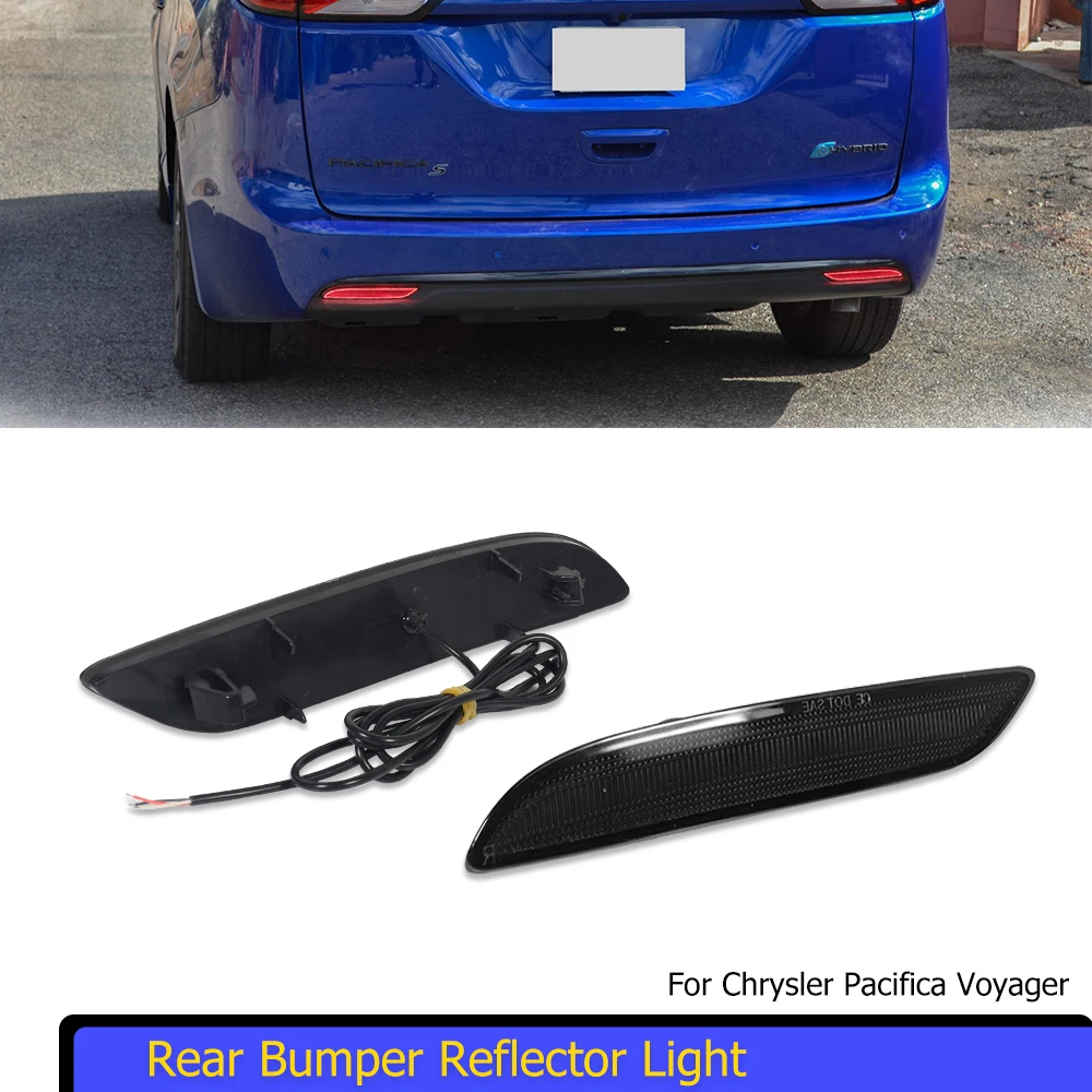 

Красный светодиодный отражатель заднего бампера автомобиля для Chrysler Pacifica Voyager 2017-2023, задний/тормозной фонарь, задний противотуманный фонарь, ходовые огни