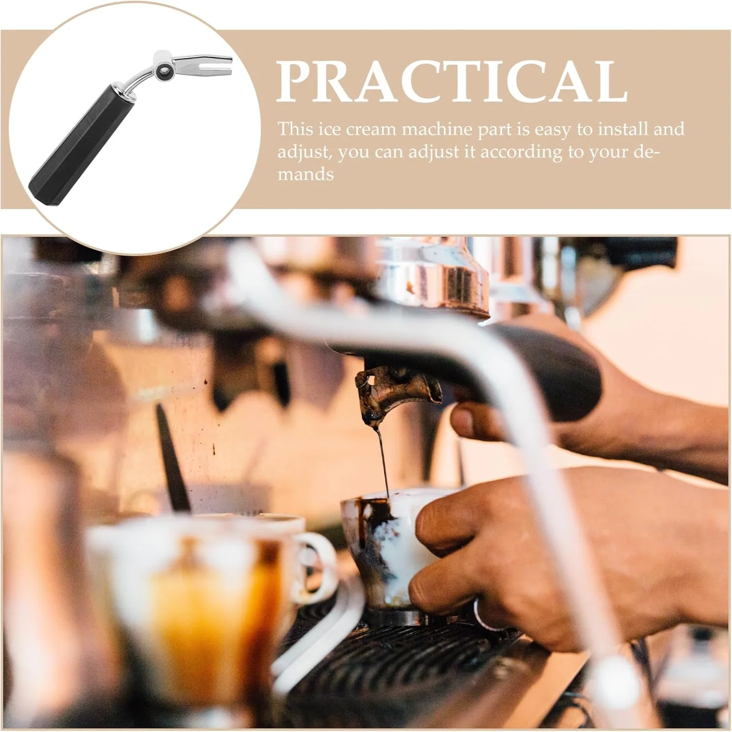 Ice Cream Machine Part, Stainless Steel Ice Cream Machine Lever Machine Handles Component Ice Cream Machine Supplies Accessories