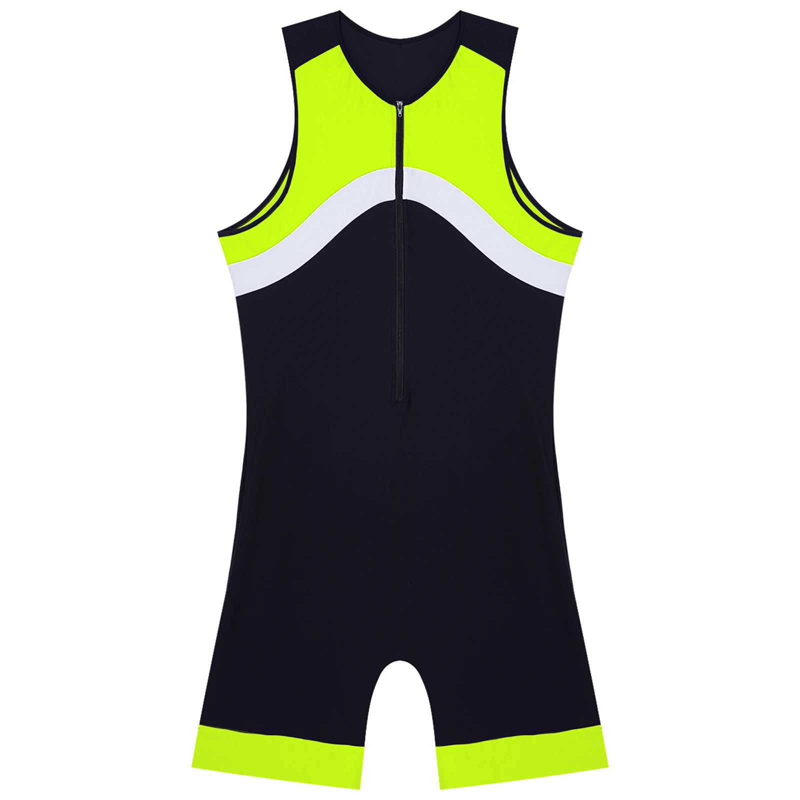 One Piece Quick-Drying Mens Swimsuit Sporty Swim Suit Sleeveless Zipper Tank Bodysuit Swimwear Athletic Bathing Suit Surf Wear