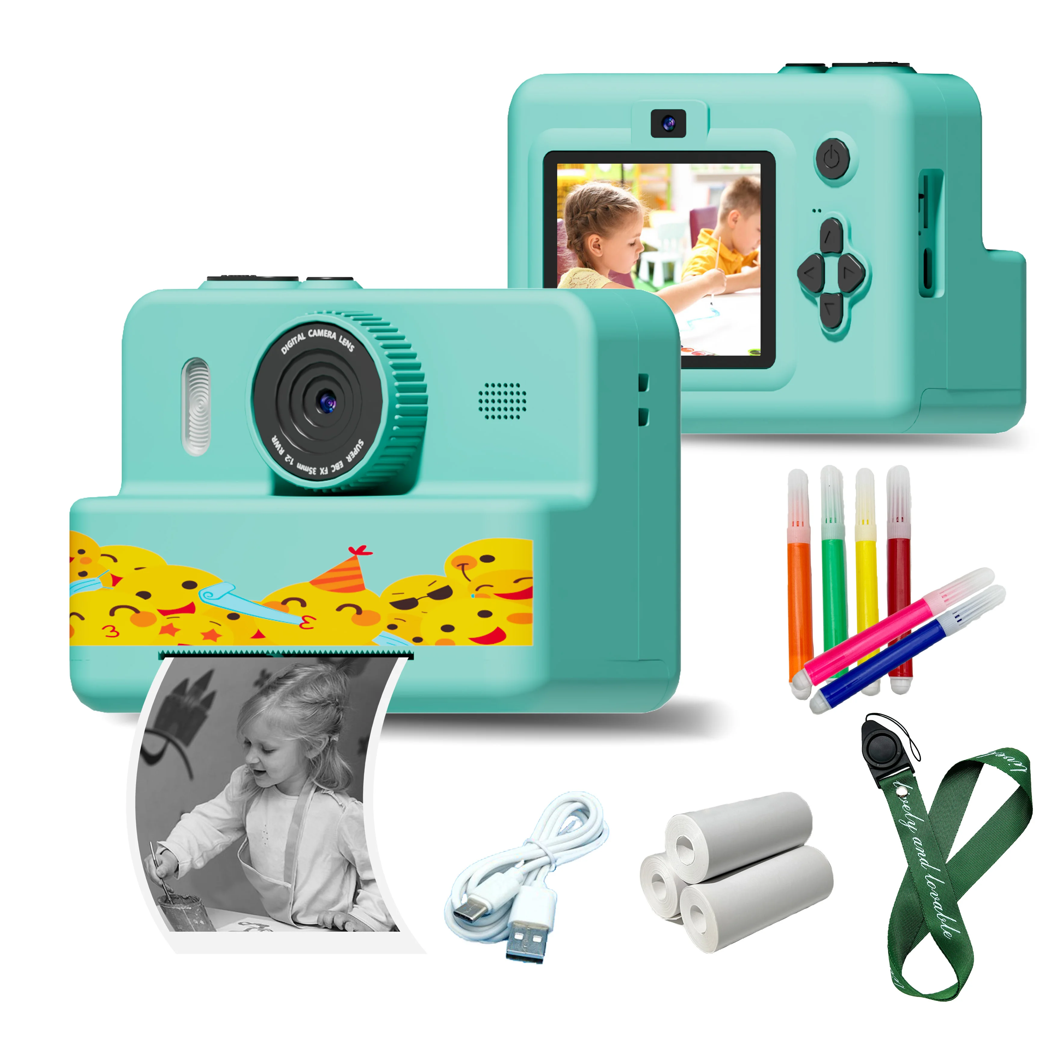 Aparat dla dzieci Natychmiastowy nadruk, Aparat cyfrowy dla dzieci Zabawki z wideo HD dla dzieci w wieku powyżej 4 lat, Świąteczny prezent urodzinowy