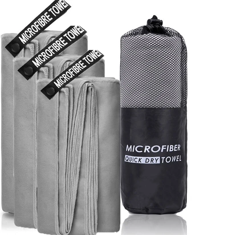 Microfiber Quick Dry Gym Towel Silver ION OdorFree Absorbent Fiber Fast Drying Workout Gear for Body Sweat Working Out