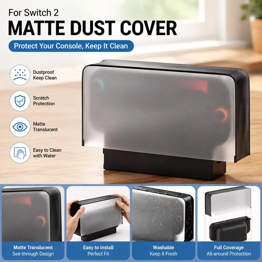 For Switch 2 Console Dock Frosted Dust Cover PVC Material Dustproof and Splashproof Foldable Console Dock Protective Cover