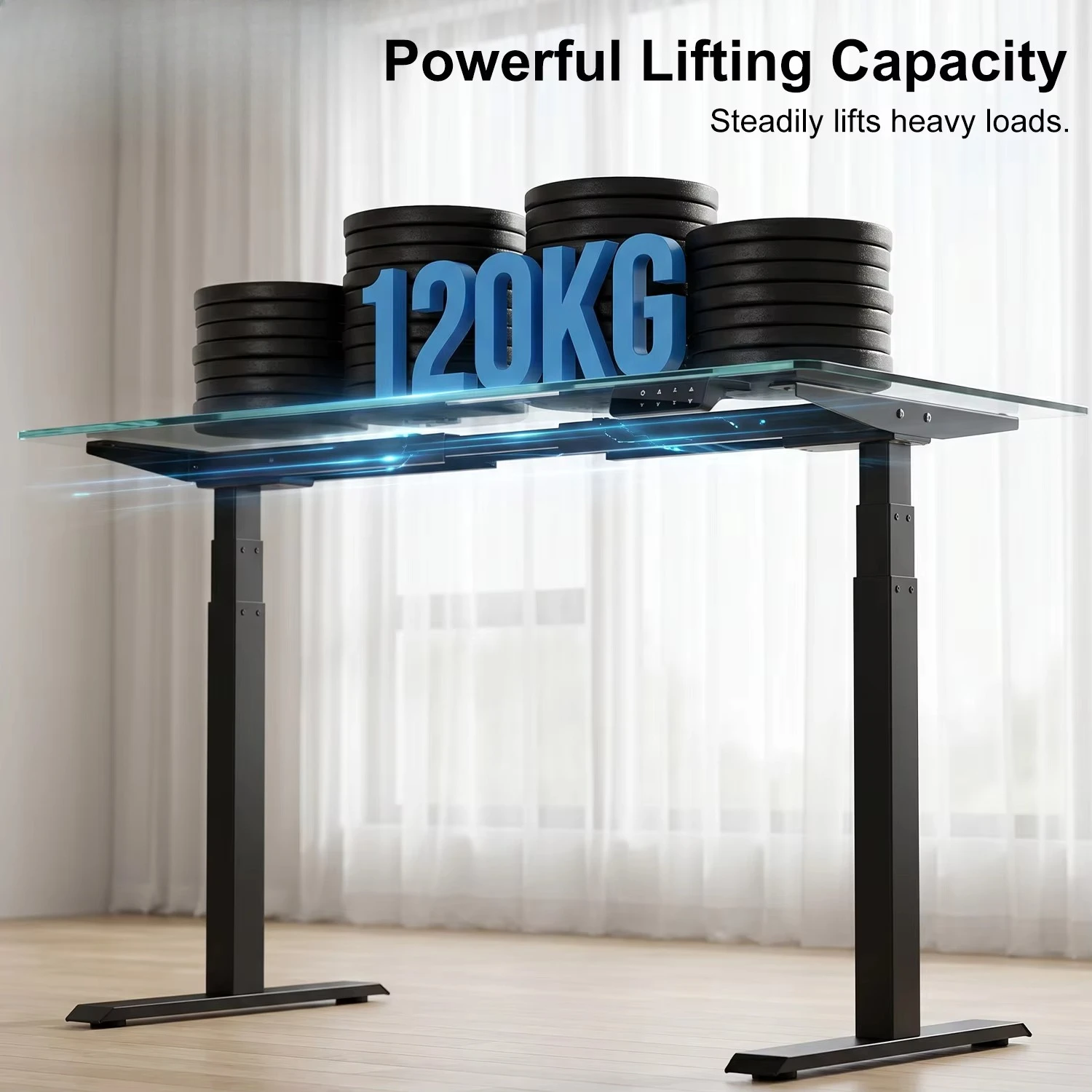 Modern Dual Motor Electric Desk Frame Three Stage Height Adjustable Standing Table Base Remote Memory Workstation 120KG
