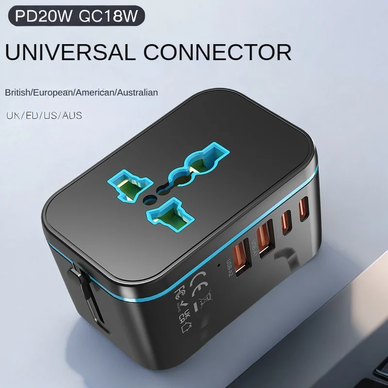 GaN Fast Charger Adapter Multi-Port 1-to-Multi Global Travel Converter for Worldwide Use