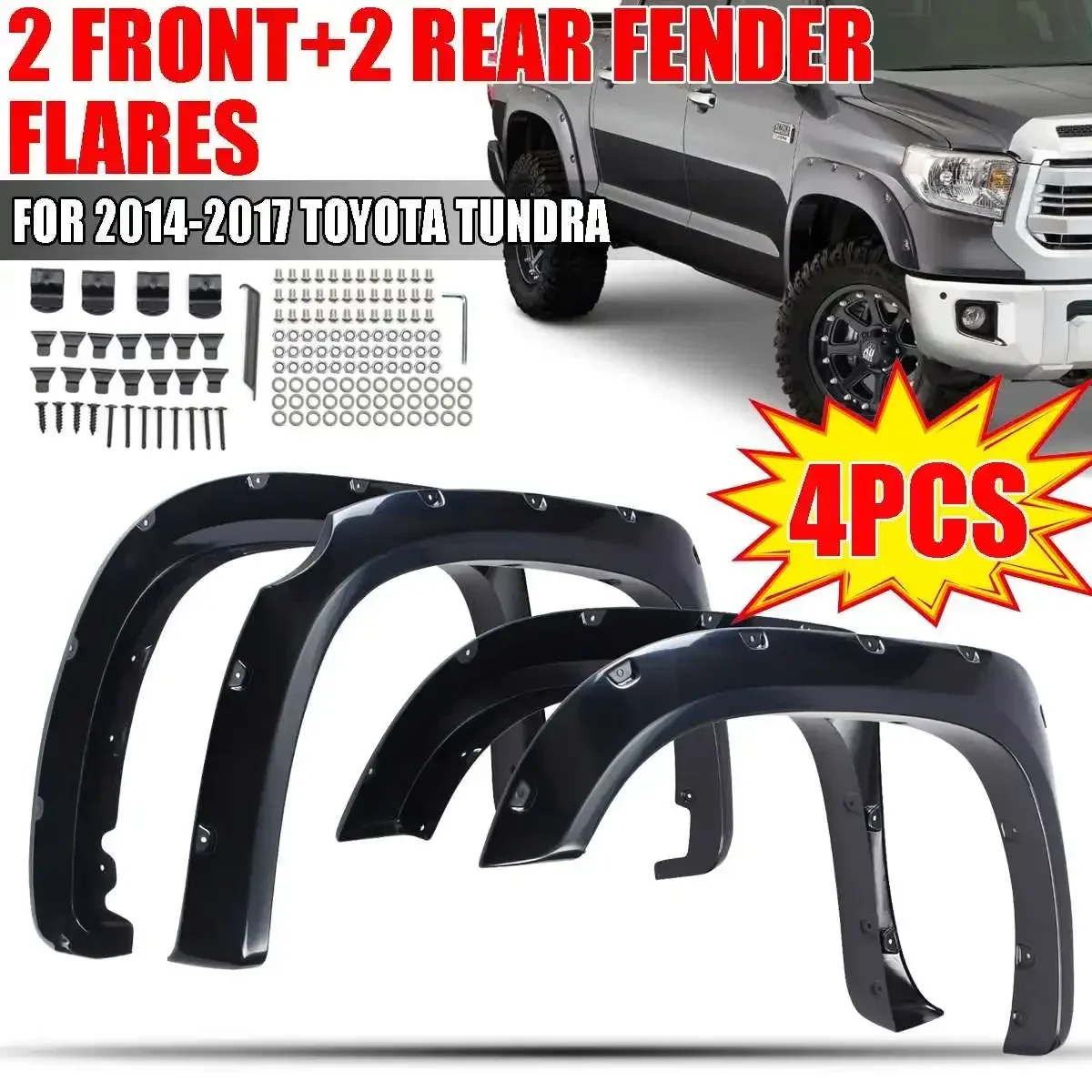 Hot Sale 2Pair/Set Rear /Front for Fender Flares For Toyotaa Tundra 2014-2017 Smooth Surface Style/Striae Style