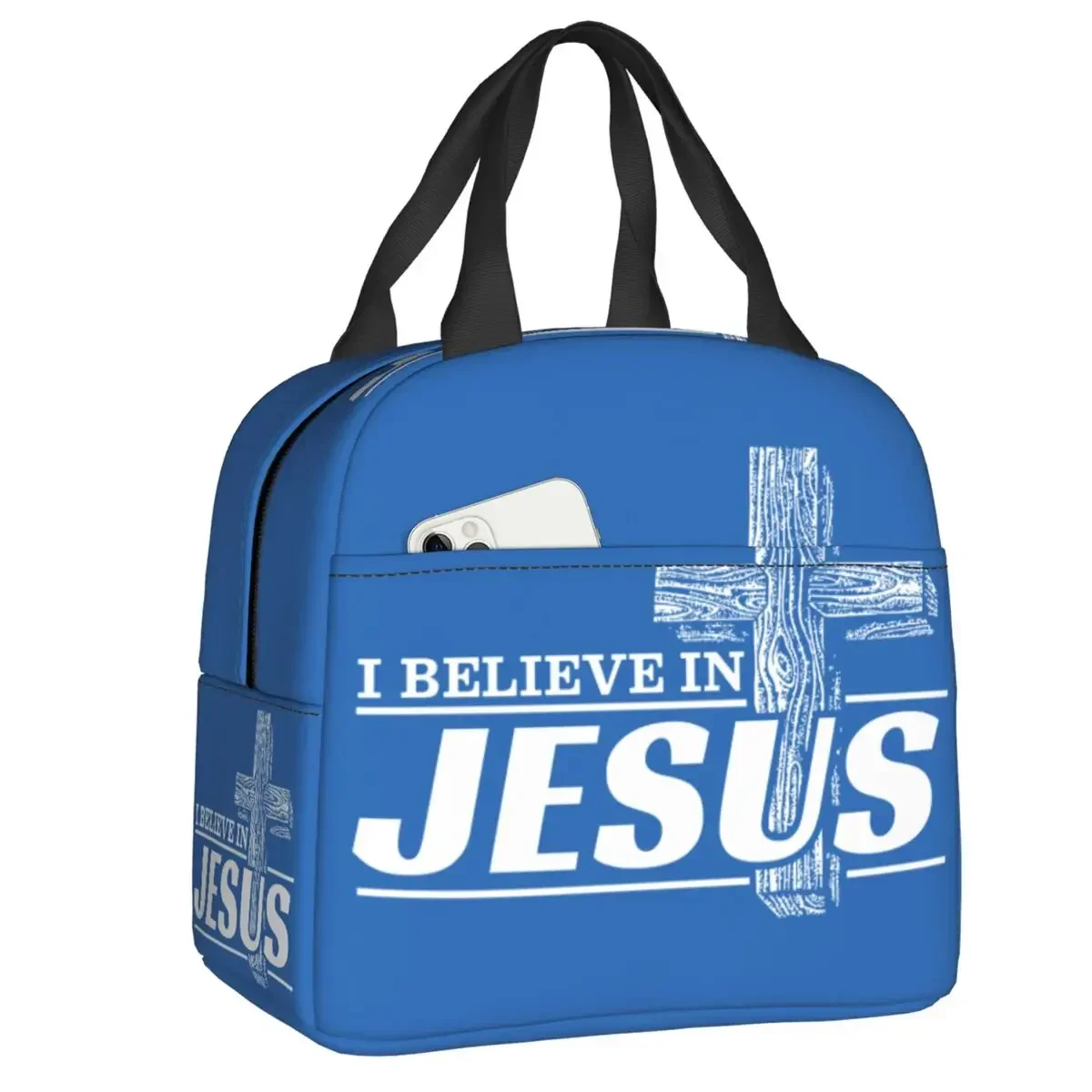 I Believe In  Christ Lunch Bag Thermal Cooler Insulated Bento Box Children for Women Work School Food Picnic Tote Bags