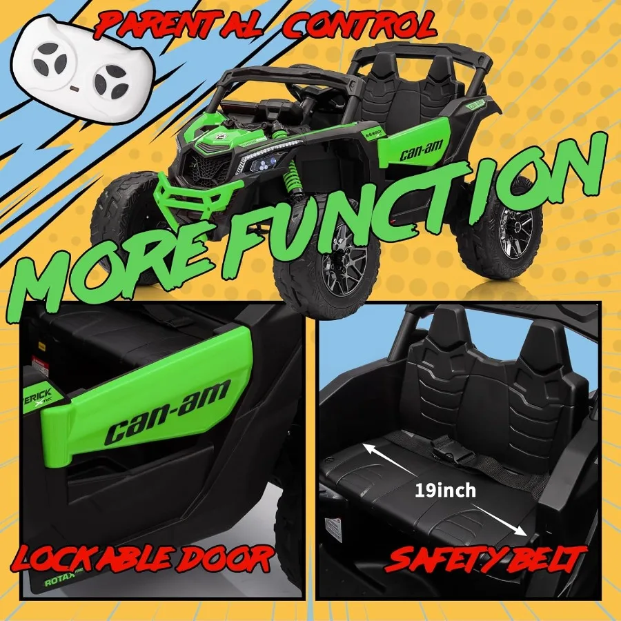 รถของเล่นเด็กนั่งขับ 24V สำหรับเด็กโต, 4x200W, รถ UTV ไฟฟ้า 2 ที่นั่ง ขับเคลื่อน 4WD/2WD, ยาง EVA, โช้คอัพ 4x4, รีโมทคอนโทรล, ขนาด L