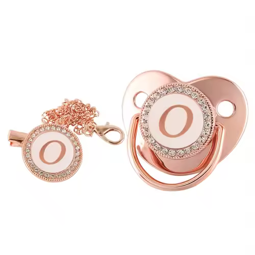 26 Letters Baby Pacifier Clip Rose Gold Bling Pacifiers Holder Silicone Soother Nipple Dummy Baby Shower Gifts - Image 18
