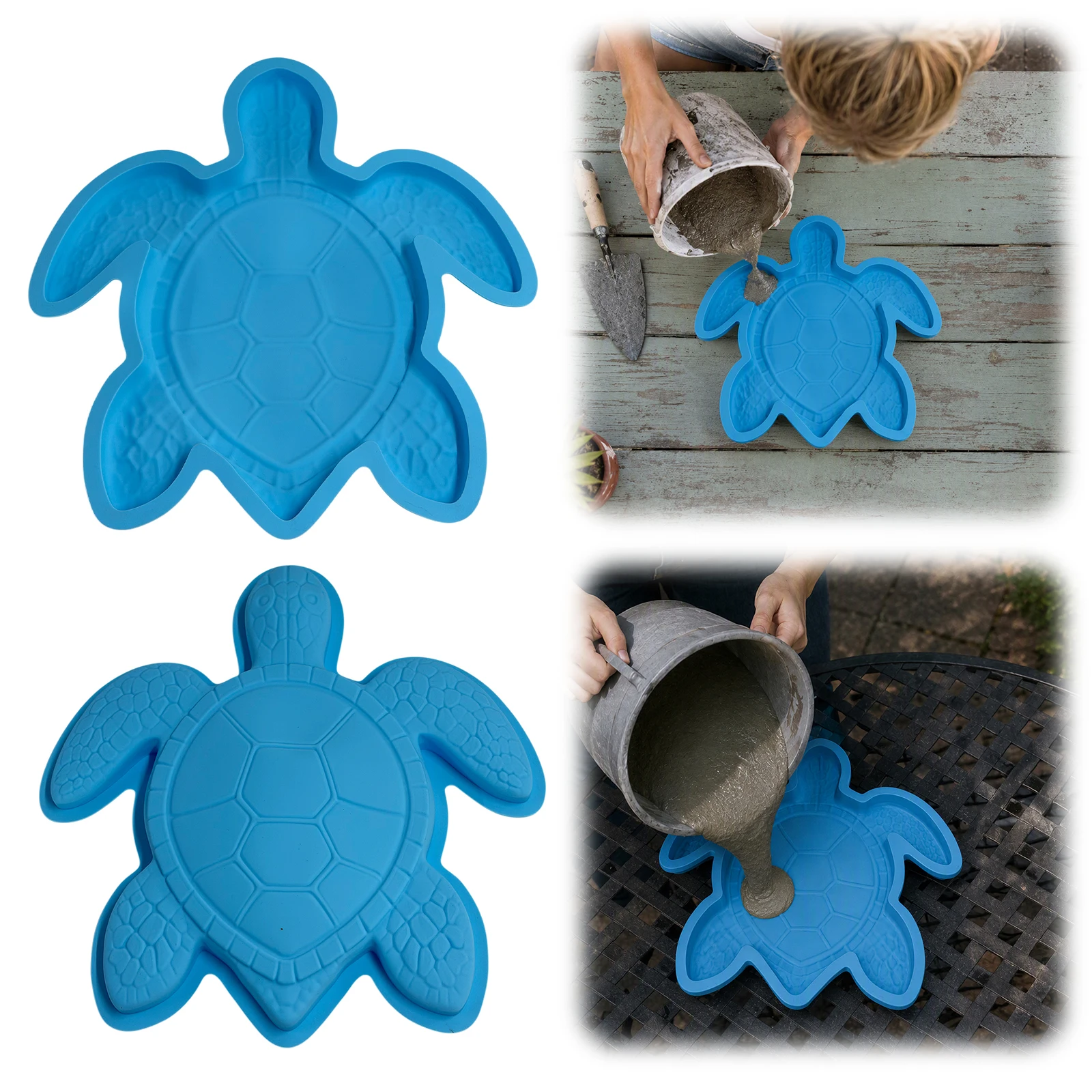 DIY Concrete Outdoor Garden Path Ocean Pattern Silicone Stepping Stone Mould Walkway Maker Reusable Flexible