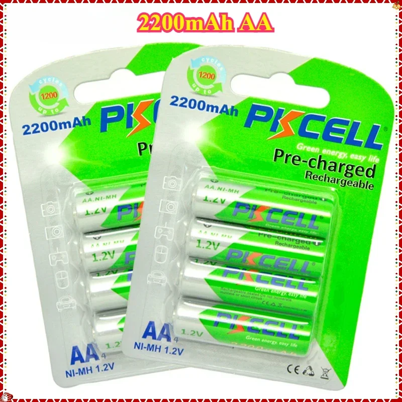 8 PCS 2200mAh AA Rechargeable Battery 1.2V NIMH 2A AA Pre-charged LSD Batteries and 2PC Battery Box for Clock Microphone  LED