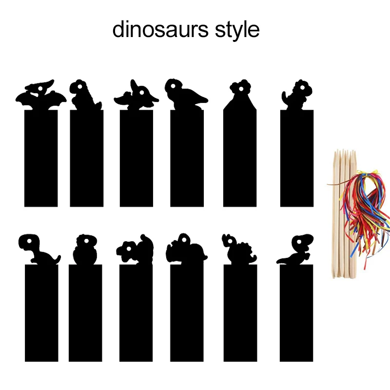 48 قطعة المرجعية خدش اللوحة الحيوان ديناصور يونيكورن Crafts بها بنفسك الحرف خدش الملونة ورقة لمكافآت الطلاب TMZ