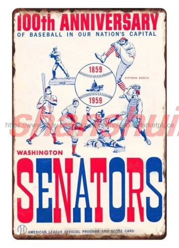 SHANSHUI bedroom wall art 1959 baseball WASHINGTON SENATORS SCORE CARD metal tin sign 1pc