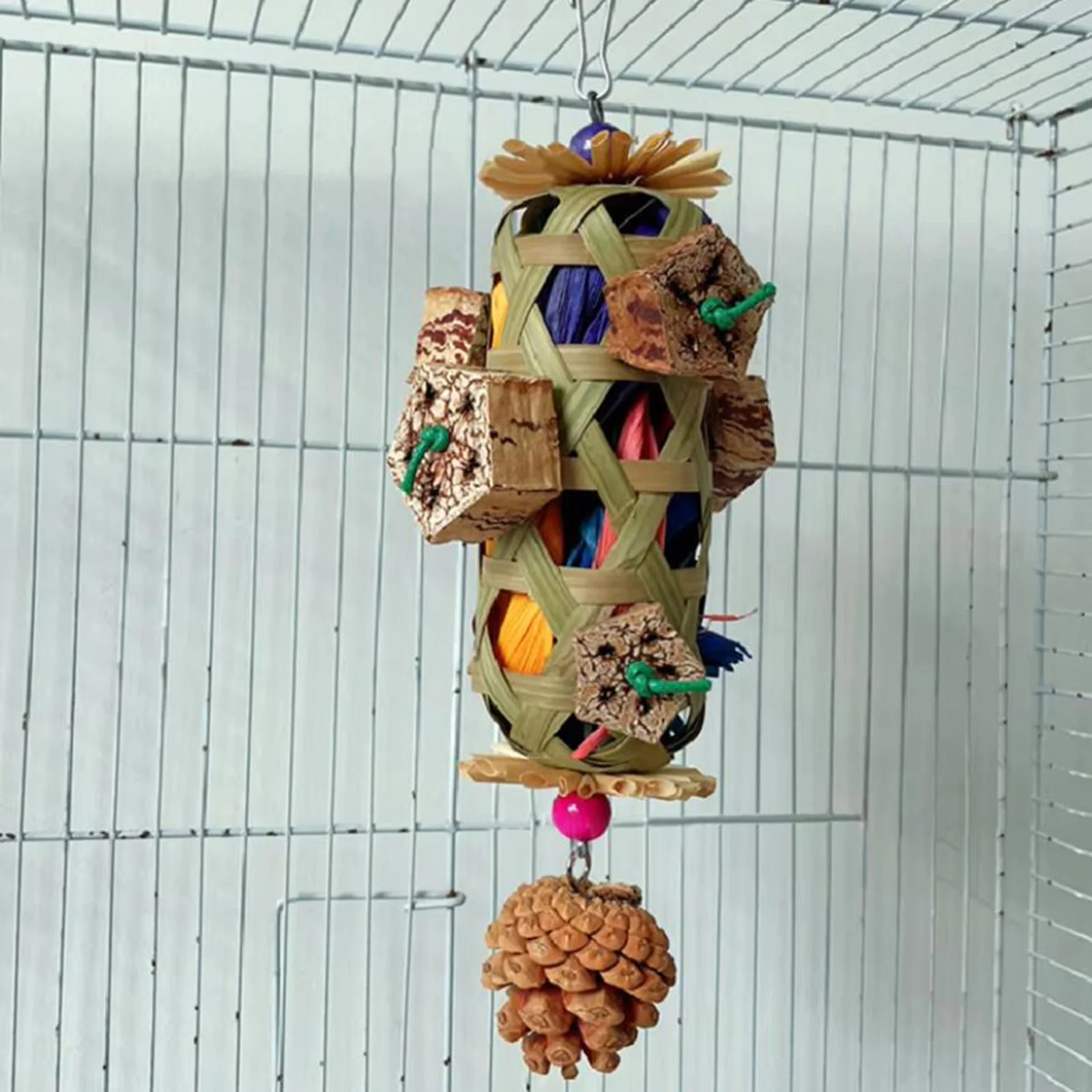 

Parrot Hanging Bite Wooden Colorful Shredding Crinkles Parrot Chewing Toys Bird Cage Toy for Conures Cockatiels Parakeets