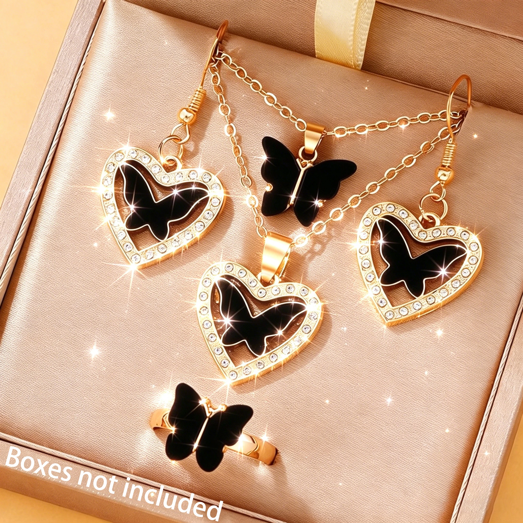 4pcs Bohemian Style Butterfly Jewelry Set, Suitable for Gift Giving, Holiday Wear, Birthday Gifts for Daughters, Girlfriends,
