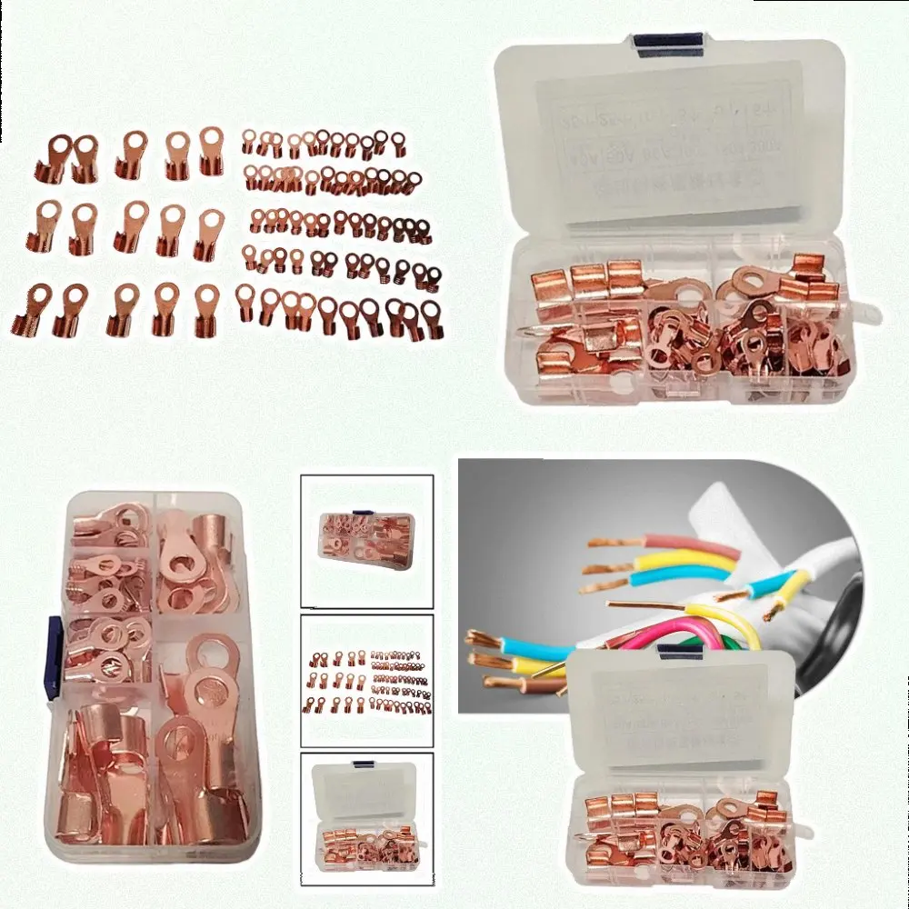 75PCS Copper Nose Terminal 40-300A Open Lug Crimp Connector For Bare Wire For Battery Cable For Splice Industrial Electrical