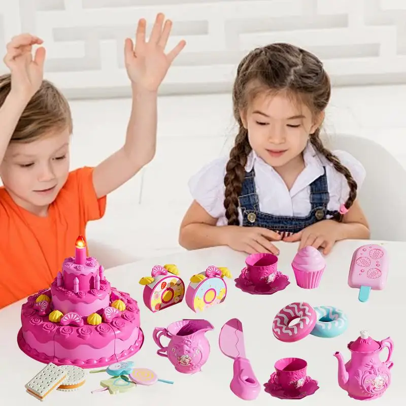 

Birthday Cake Toy Food Toys Realistic Toy Cake Kids Pretend Play Fake Cake with Sound Light Birthday Toys for Home Boys Girls