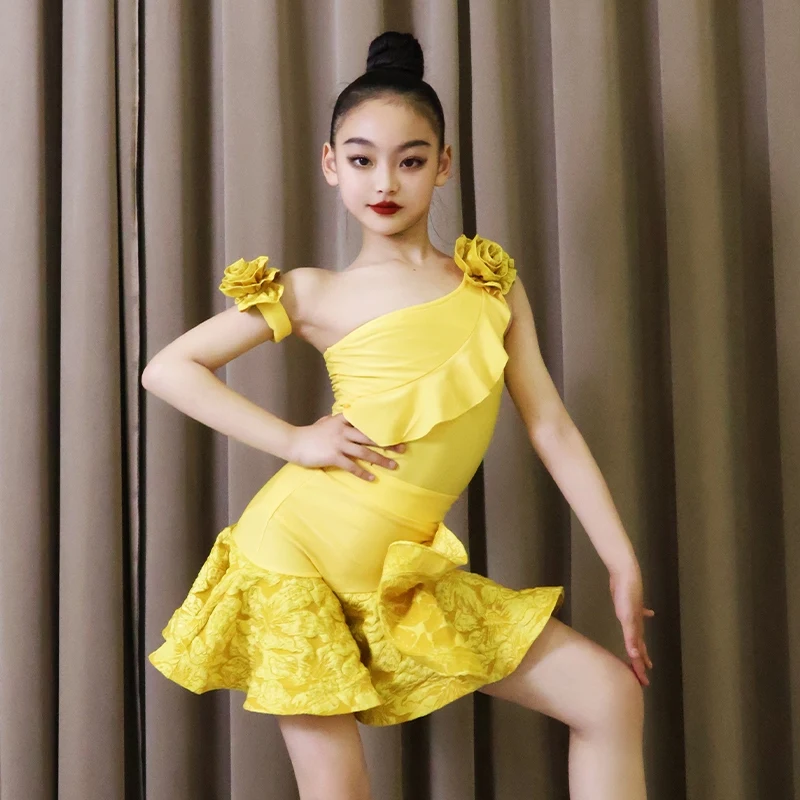 New Latin Dance For Childrens Performance Dress Girl's Samba Dance Stage Competition Costume Rumba Tango Practice Clothes XH1787