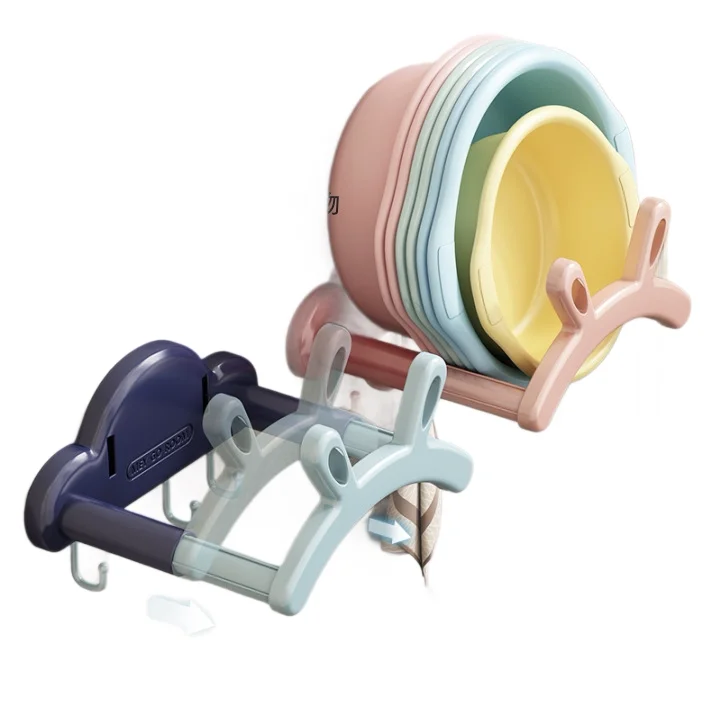Rabbit-ear shaped basin holder, expandable and hole-free, wall-mounted storage rack for the bathroom